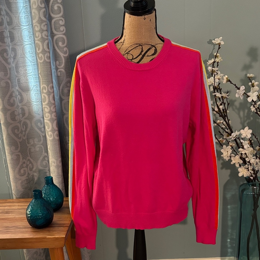 THML Multi-Colored Racing Striped Crewneck Sweater